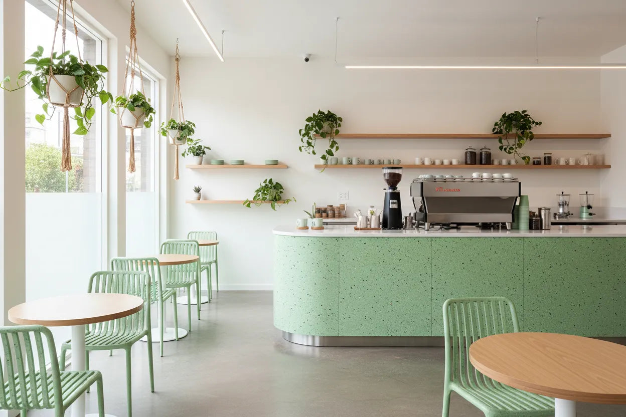 Coffee shop made from recycled plastic panels - Rimalto Design