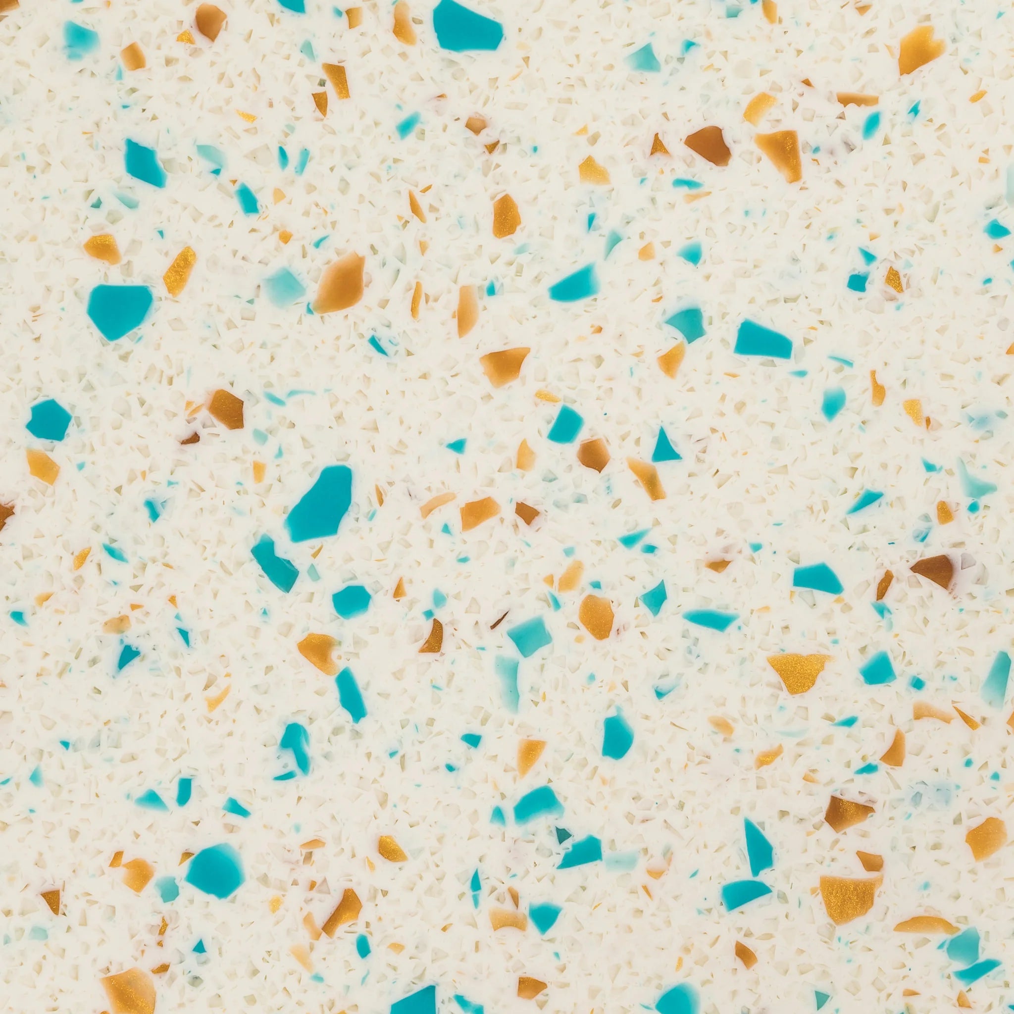 Patterned surface with blue and orange specks on a beige background - Polymer panel