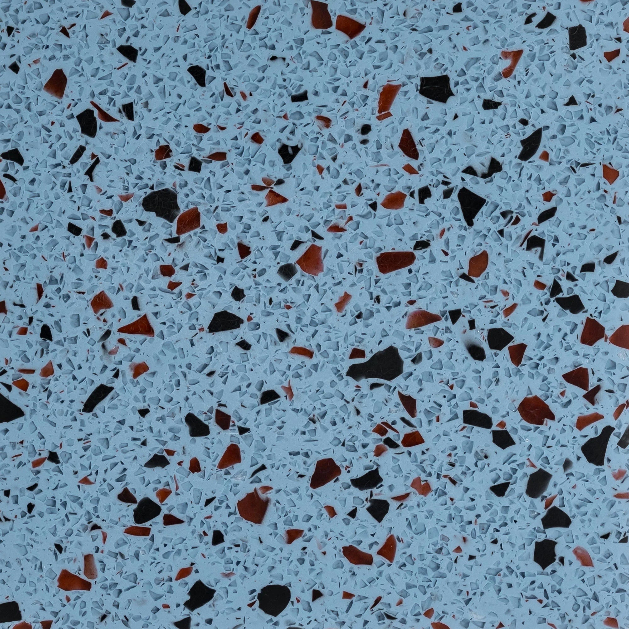 Patterned surface with blue background and scattered black and red fragments - Polymer panel