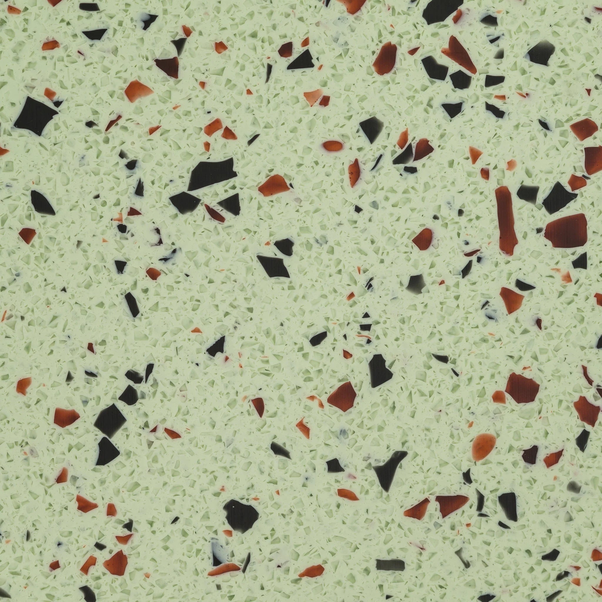 Patterned surface with multicolored specks on a light green background - Polymer panel