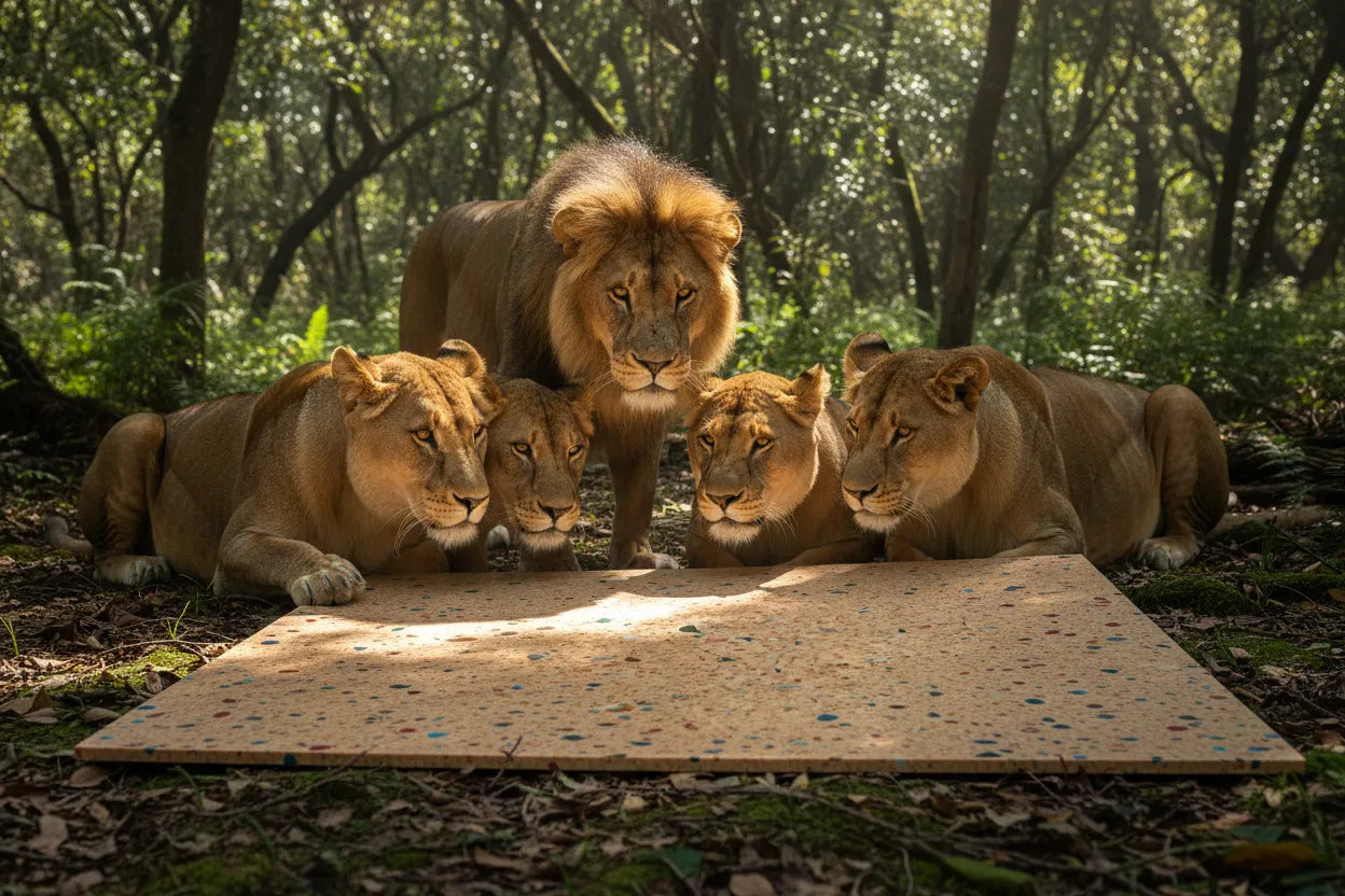 Lions and recycled plastic sheets